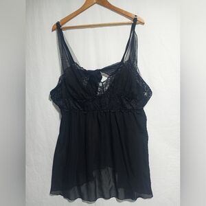 Babydoll Intimate Top Black Size 2X Lace And Sheer